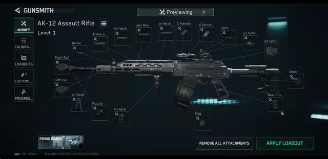AK-12 全面战场 改枪码配装图